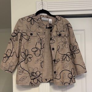 Alfred Dunner Tan and Black Floral Blazer